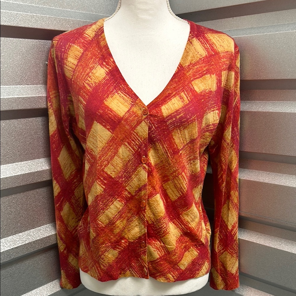 Kate Hill Women’s Merino Wool Cardigan Size Large Petite Grandma Cottage Core